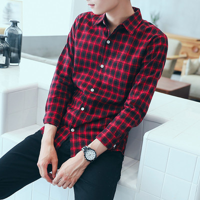 Мъжка риза Slim модел на каре в няколко цвята