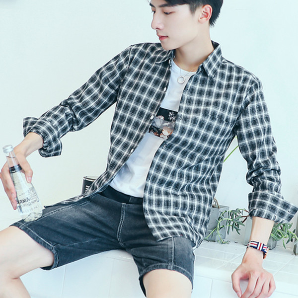 Мъжка риза Slim модел на каре в няколко цвята