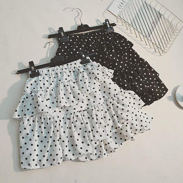 Къса пола на точки в два цвята