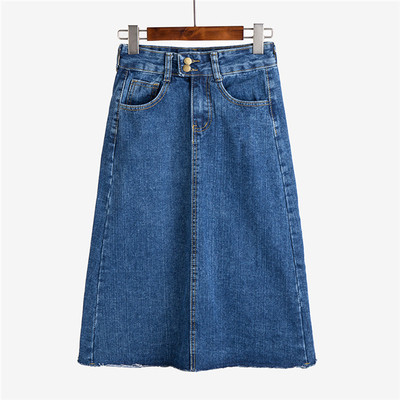 Дълга дънкова пола с висока талия в различни цветове