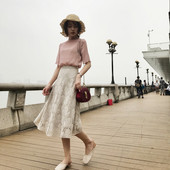 Дълга пола от дантела с висока талия в различни цветове