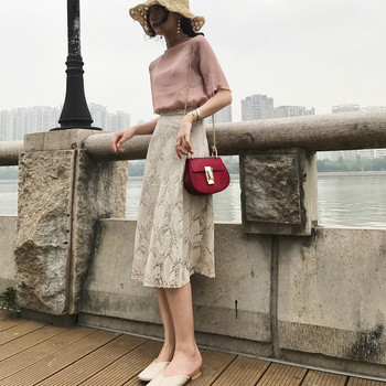 Дълга пола от дантела с висока талия в различни цветове