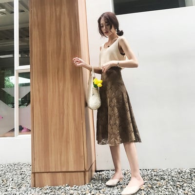 Дълга пола от дантела с висока талия в различни цветове