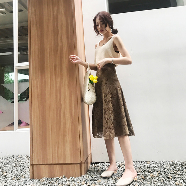 Дълга пола от дантела с висока талия в различни цветове