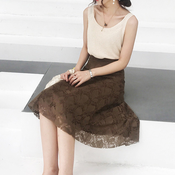 Дълга пола от дантела с висока талия в различни цветове