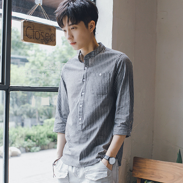 Мъжка спортно-елегантна риза на райе в няколко цвята