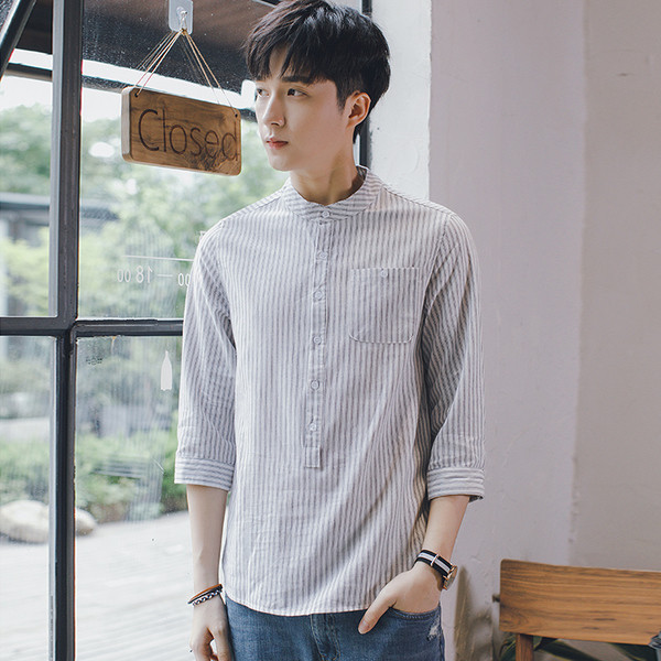 Мъжка спортно-елегантна риза на райе в няколко цвята