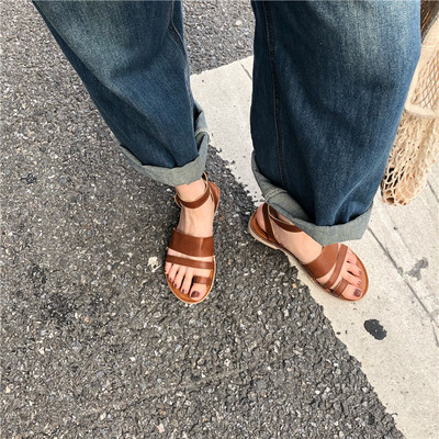 Дамски сандали в два цвята от еко кожа