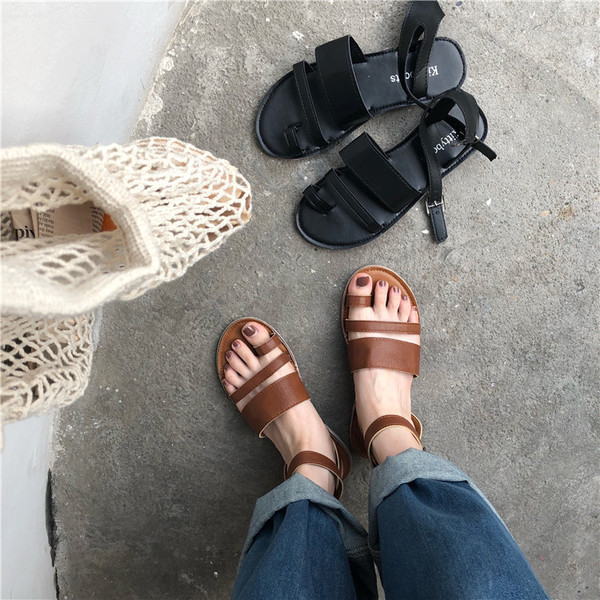 Дамски сандали в два цвята от еко кожа