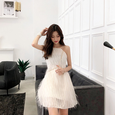 Къса рокля с тънки презрамки в два цвята 