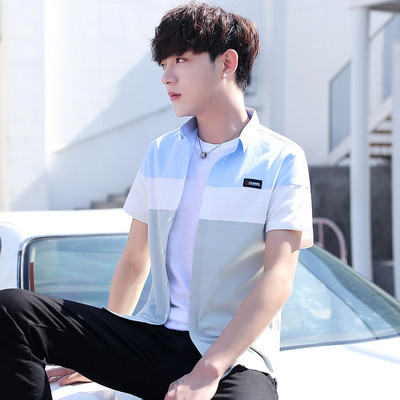 Тънка мъжка риза за лятото с къс ръкав в няколко цвята