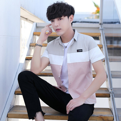 Тънка мъжка риза за лятото с къс ръкав в няколко цвята