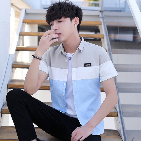 Тънка мъжка риза за лятото с къс ръкав в няколко цвята