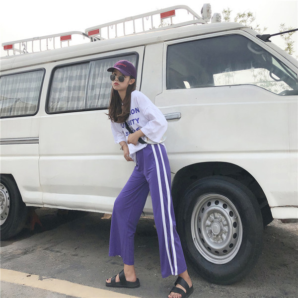 Широк панталон с цепки и кант в различни цветове