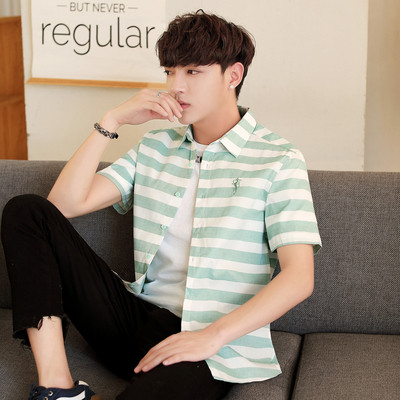 Мъжка тънка риза за лятото на райе в три цвята