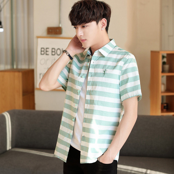 Мъжка тънка риза за лятото на райе в три цвята