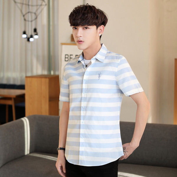 Мъжка тънка риза за лятото на райе в три цвята