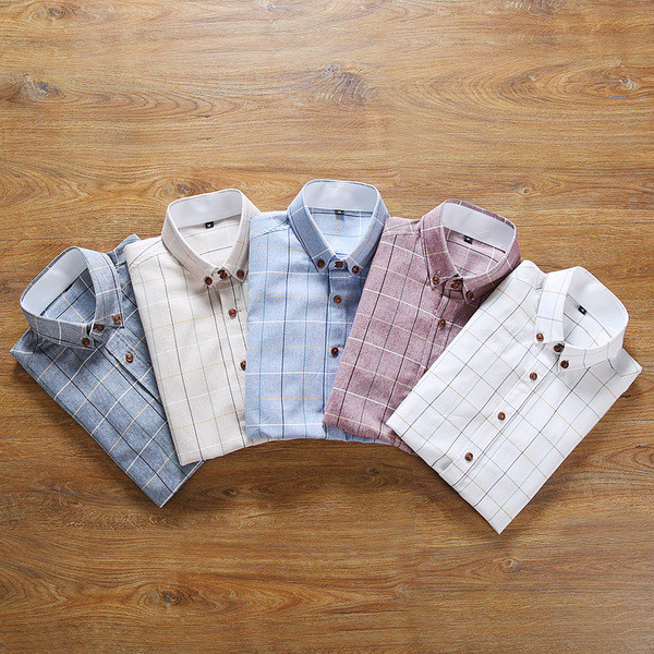 Мъжка памучна риза втален модел в пет цвята