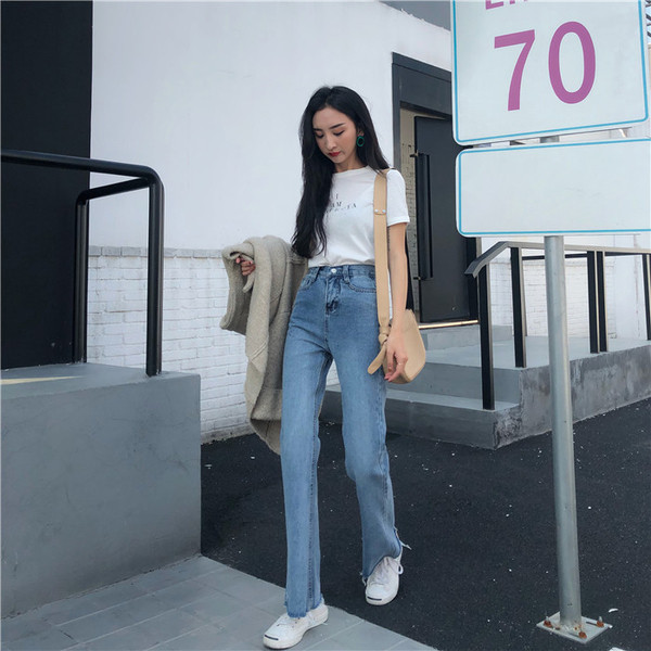 Широки дамски дънки с висока талия