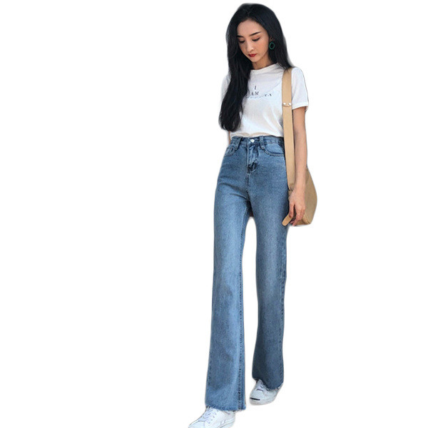 Широки дамски дънки с висока талия