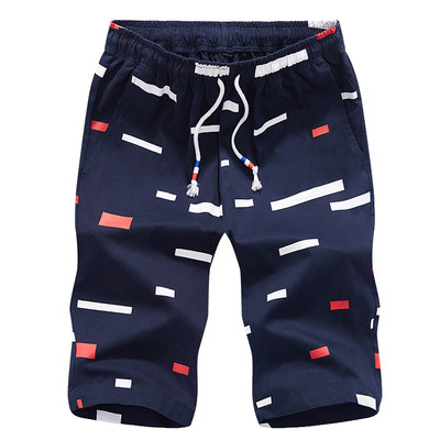 Мъжки къси панталони с цветни мотиви и еластична талия