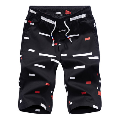 Мъжки къси панталони с цветни мотиви и еластична талия