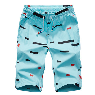 Мъжки къси панталони с цветни мотиви и еластична талия