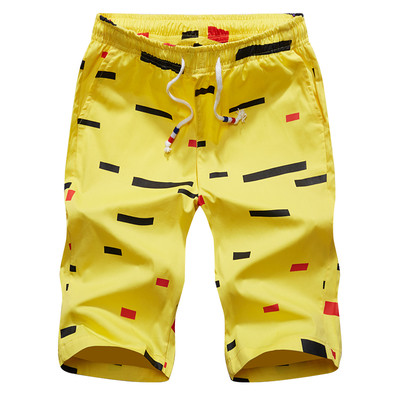 Мъжки къси панталони с цветни мотиви и еластична талия