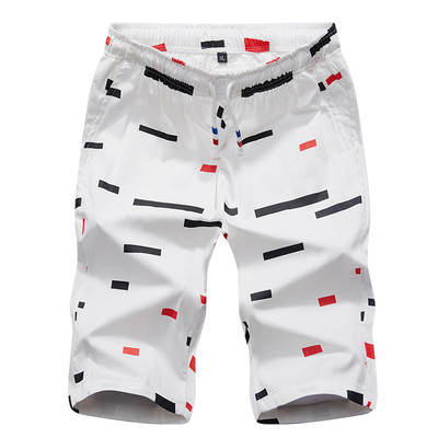 Мъжки къси панталони с цветни мотиви и еластична талия