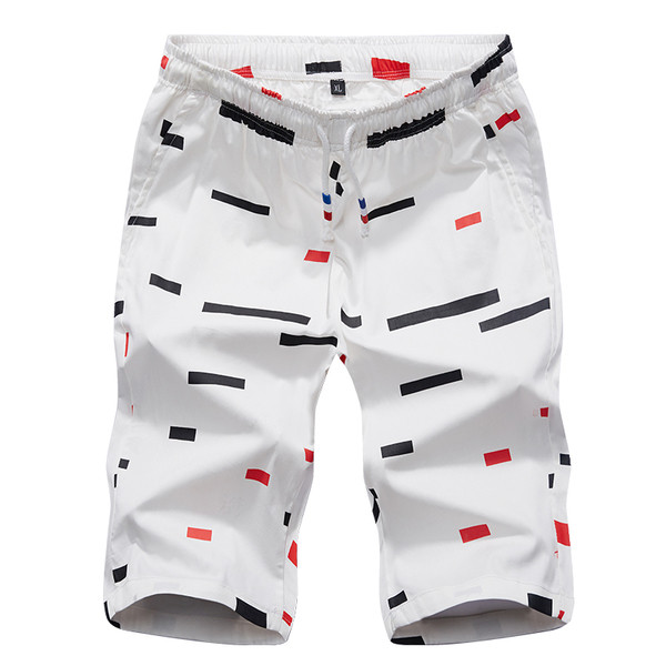 Мъжки къси панталони с цветни мотиви и еластична талия