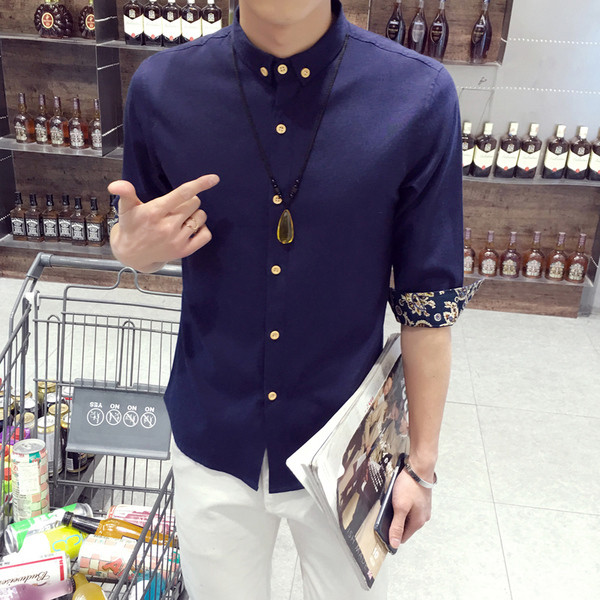 Нов модел мъжка тънка риза с 7/8 ръкав в четири цвята