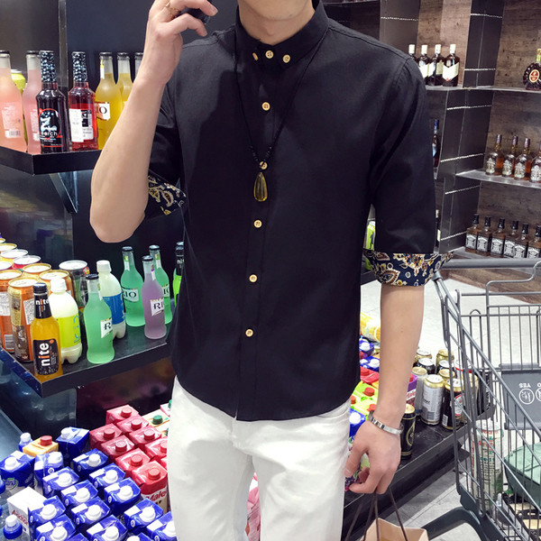 Нов модел мъжка тънка риза с 7/8 ръкав в четири цвята