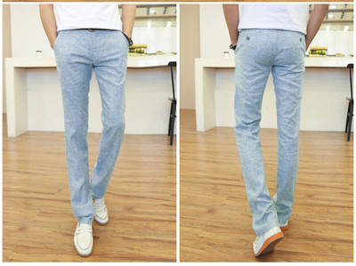 Мъжки тънък летен панталон с висока талия в няколко цвята