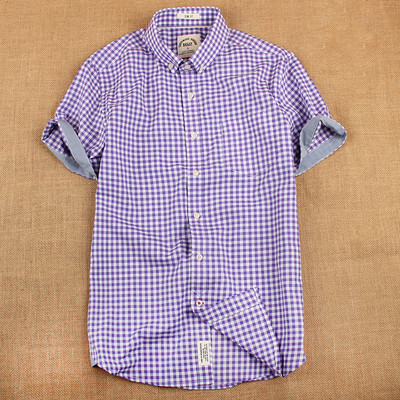 Памучна мъжка риза за лятото с къс ръкав в различни цветове