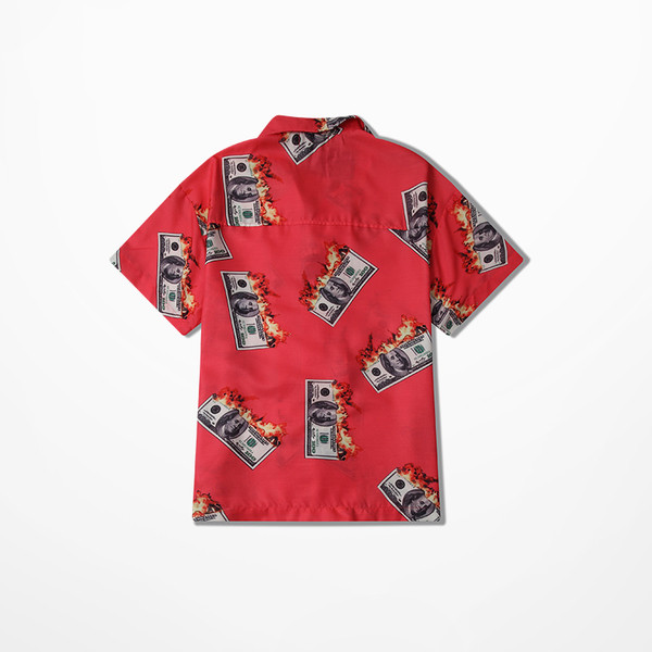 Мъжка риза с къс ръкав и апликация в два цвята