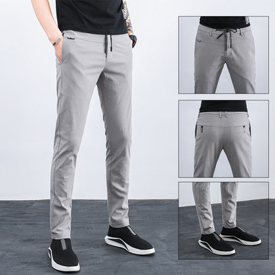 Мъжки стилен панталон в няколко цвята с еластична талия с връзки