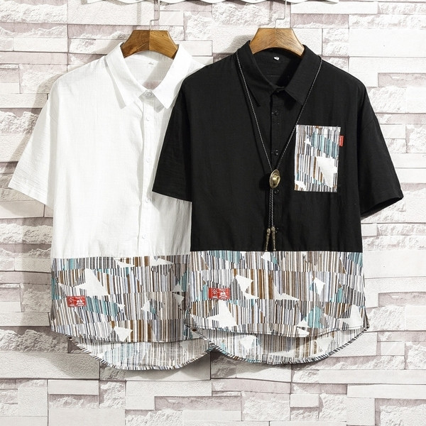 Интересен модл мъжка риза с къс ръкав в два цвята