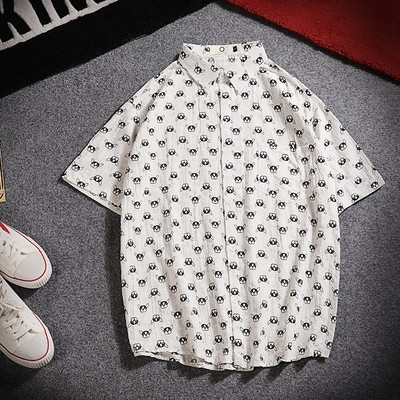 Мъжка риза с апликация и къс ръкав в три цвята