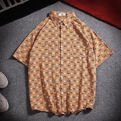 Мъжка риза с апликация и къс ръкав в три цвята