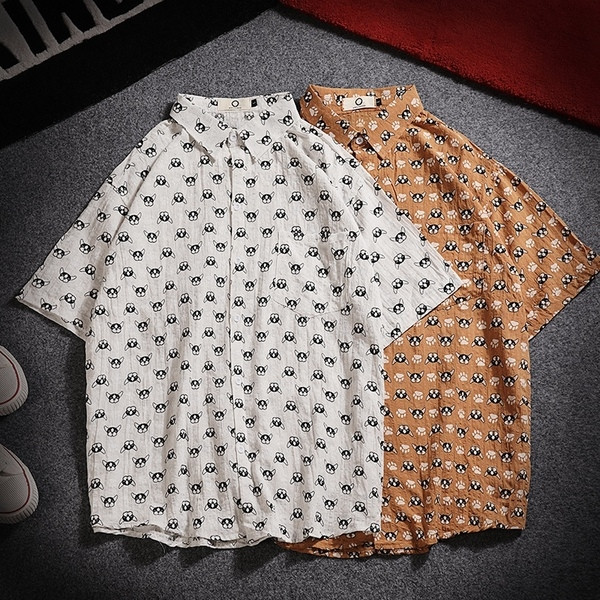 Мъжка риза с апликация и къс ръкав в три цвята