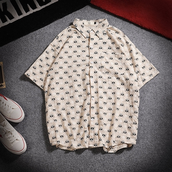 Мъжка риза с апликация и къс ръкав в три цвята