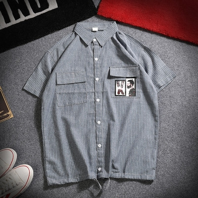 Интересен модел мъжка риза с джобове и апликация в три цвята