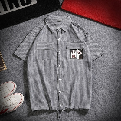 Интересен модел мъжка риза с джобове и апликация в три цвята