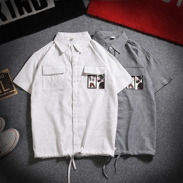 Интересен модел мъжка риза с джобове и апликация в три цвята