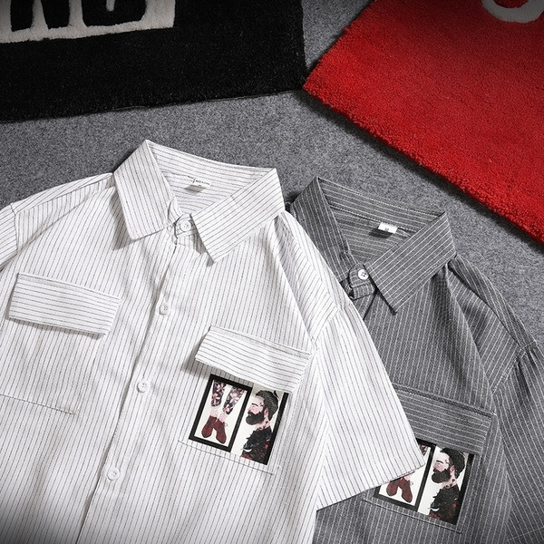 Интересен модел мъжка риза с джобове и апликация в три цвята