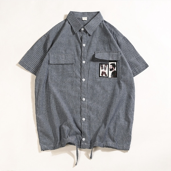 Интересен модел мъжка риза с джобове и апликация в три цвята