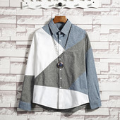 Мъжка памучна риза с дълъг ръкав