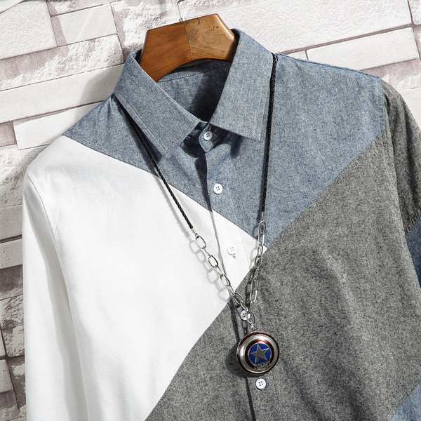 Мъжка памучна риза с дълъг ръкав