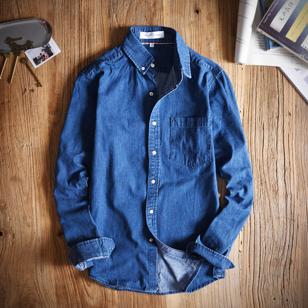 Мъжка дънкова риза с дълъг ръкав в два цвята