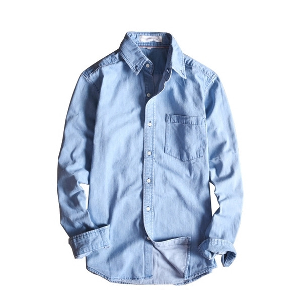 Мъжка дънкова риза с дълъг ръкав в два цвята